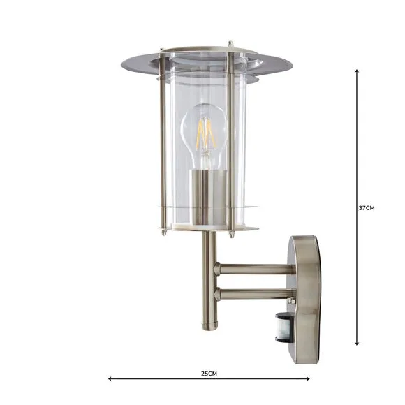 PIR Sensor Outdoor Wall Light - Silver, Steel