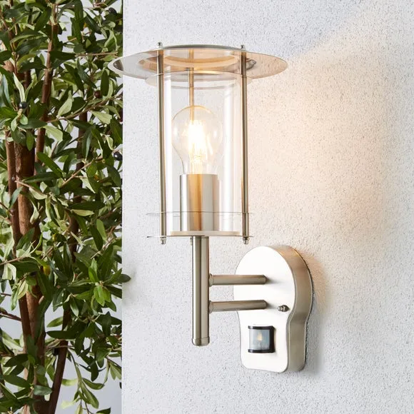 PIR Sensor Outdoor Wall Light - Silver, Steel image