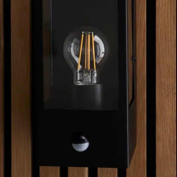 PIR Wall Light with Motion Sensor - Black, Metal