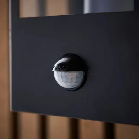 PIR Wall Light with Motion Sensor - Black, Metal