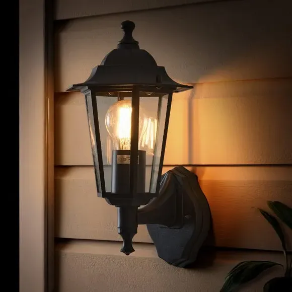 PIR Wall Light with Sensor - Black, Metal