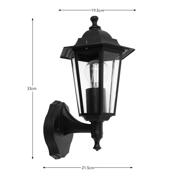 PIR Wall Light with Sensor - Black, Metal