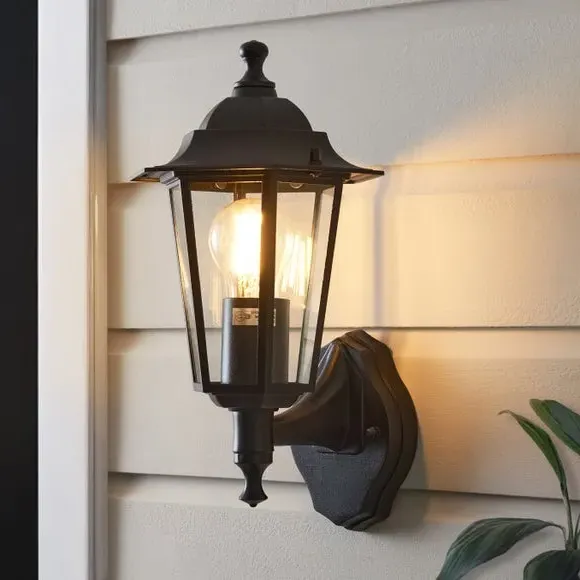PIR Wall Light with Sensor - Black, Metal image