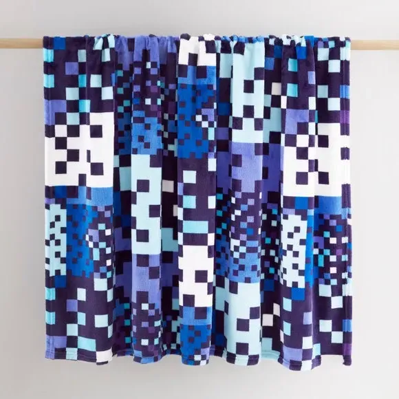 Pixel Fleece Blanket - Blue, Fleece
