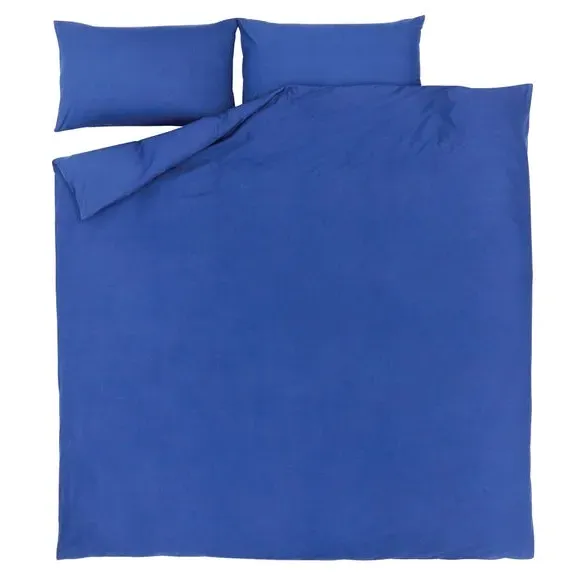 Plain Duvet Cover with Non Iron - Navy, Cotton