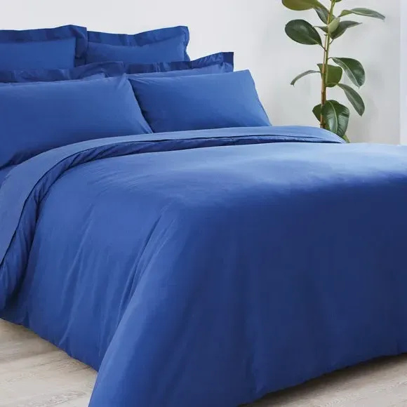 Plain Duvet Cover with Non Iron - Navy, Cotton