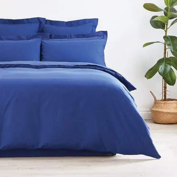 Plain Duvet Cover with Non Iron - Navy, Cotton