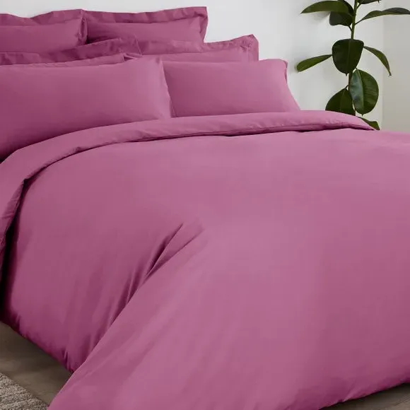 Plain Duvet Cover with Non Iron - Pink, Cotton