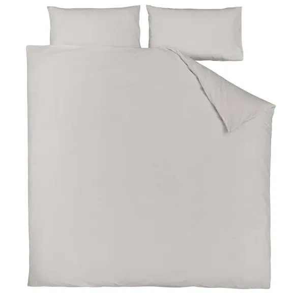 Plain Duvet Cover with Non Iron - Silver, Cotton