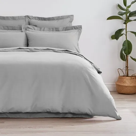 Plain Duvet Cover with Non Iron - Slate, Cotton