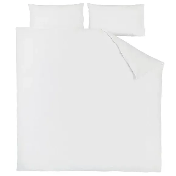Plain Duvet Cover with Non Iron - White, Cotton