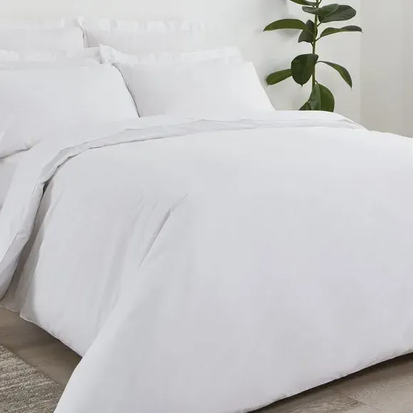 Plain Duvet Cover with Non Iron - White, Cotton