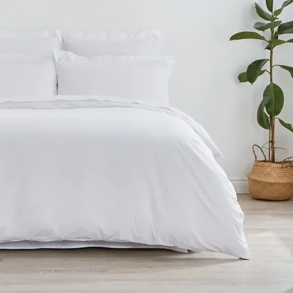 Plain Duvet Cover with Non Iron - White, Cotton