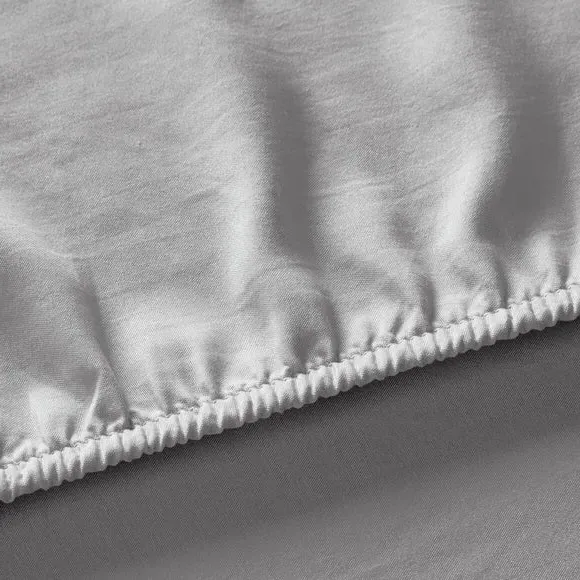 Plain Fitted Sheet - Silver, Microfibre