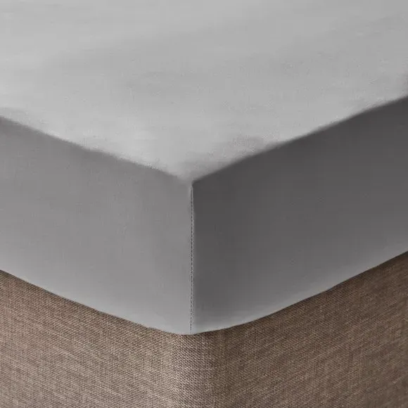 Plain Fitted Sheet - Silver, Microfibre