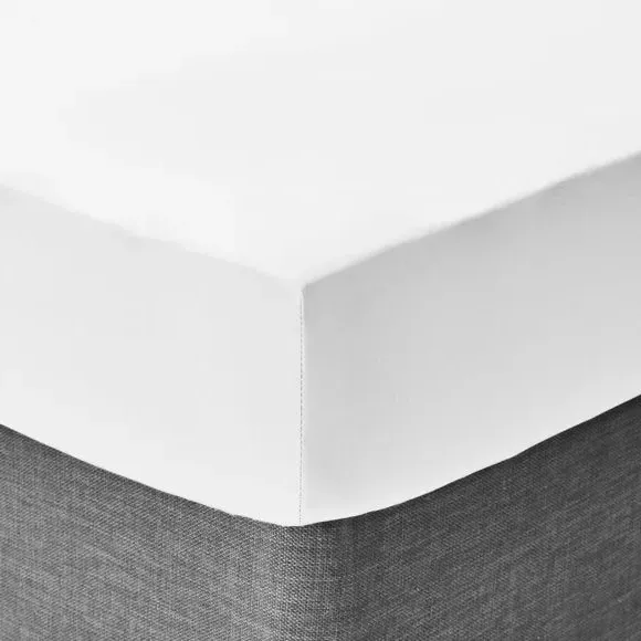 Plain Fitted Sheet - White, Microfibre
