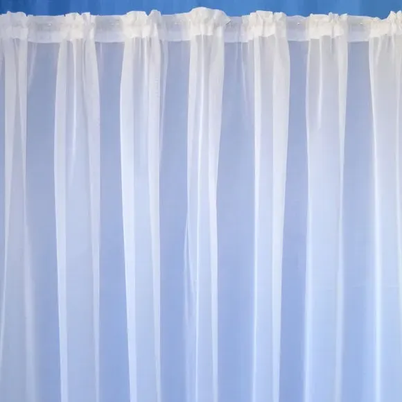 Plain Net Curtain Fabric by Metre - White, Lace
