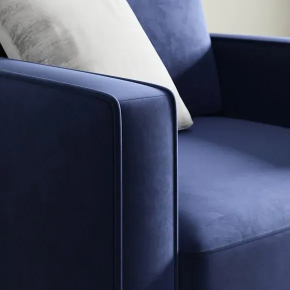 Plain Velvet Armchair - Indigo, Velvet