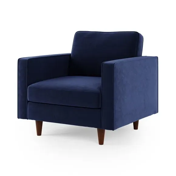 Plain Velvet Armchair - Indigo, Velvet