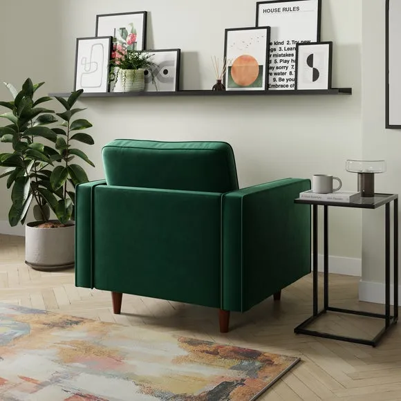 Plain Velvet Armchair - Racing Green, Velvet