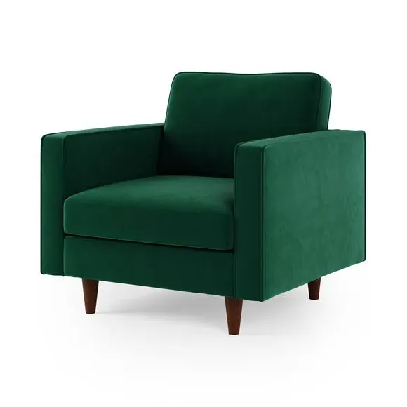 Plain Velvet Armchair - Racing Green, Velvet