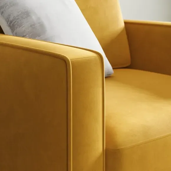 Plain Velvet Armchair - Yellow, Velvet