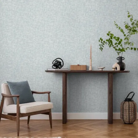 Plain Wallpaper with Pearlescent Highlights - Blue