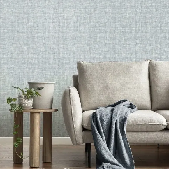 Plain Wallpaper with Pearlescent Highlights - Blue