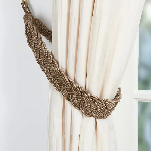 Plaited Curtain Tieback - Brown, Polycotton