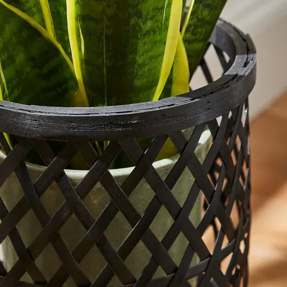 Plant Pot Stand with Storage - Black, Bamboo