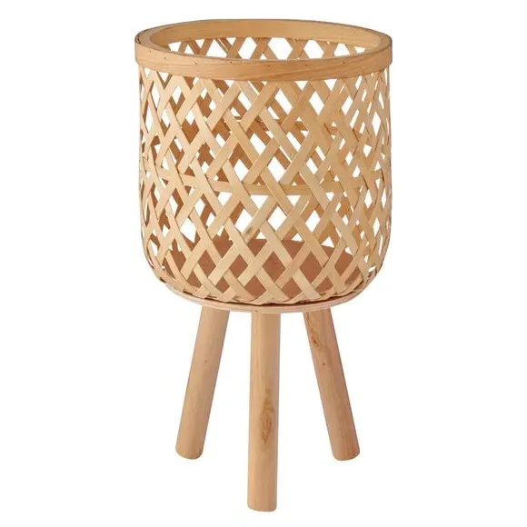 Plant Pot Stand with Storage - Natural, Bamboo