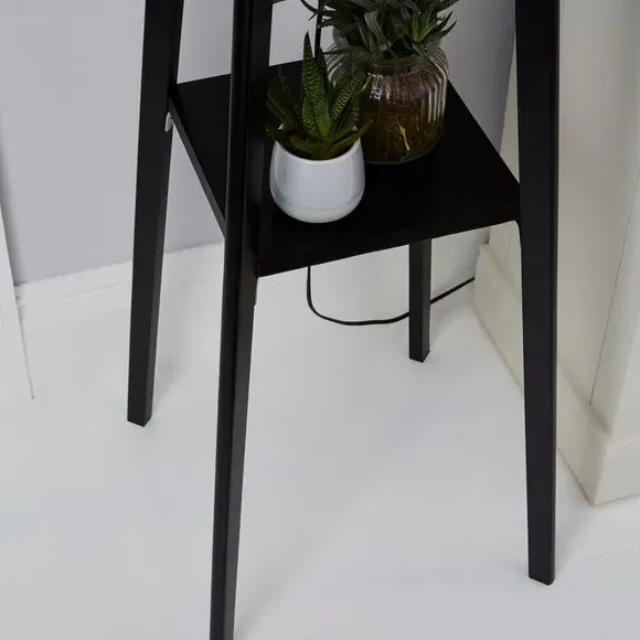 Plant Stand Floor Lamp with Shelves - Black, Wood