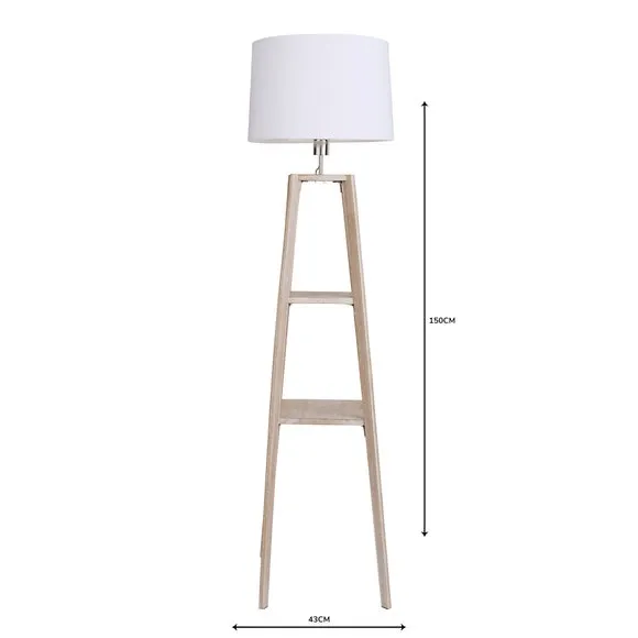Plant Stand Floor Lamp with Shelves - Grey, Wood