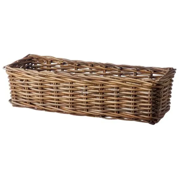 Planter Box with Handmade Design - Grey, Rattan