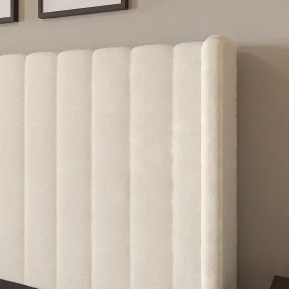 Pleated Bed Frame with Sprung Slats - Ivory, Teddy