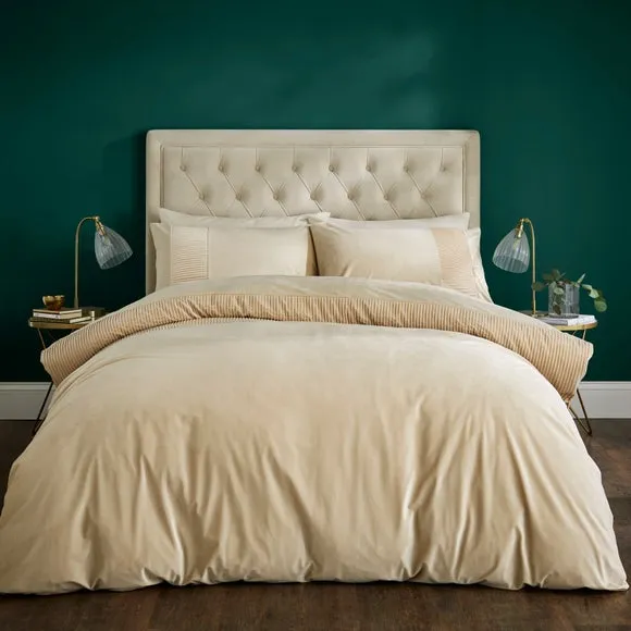 Pleated Duvet Cover Set - Champagne, Velvet image