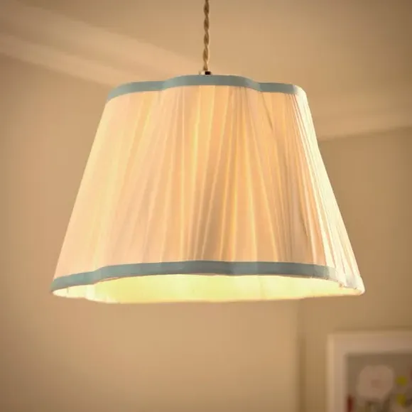 Pleated Lamp Shade with Fan Design - Duck Egg