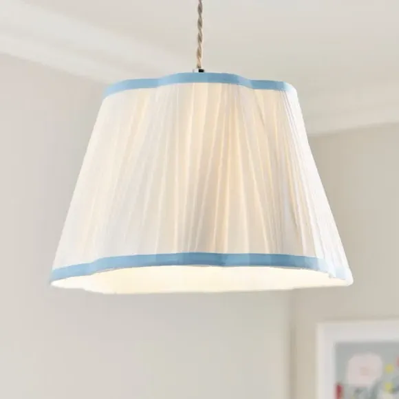 Pleated Lamp Shade with Fan Design - Duck Egg