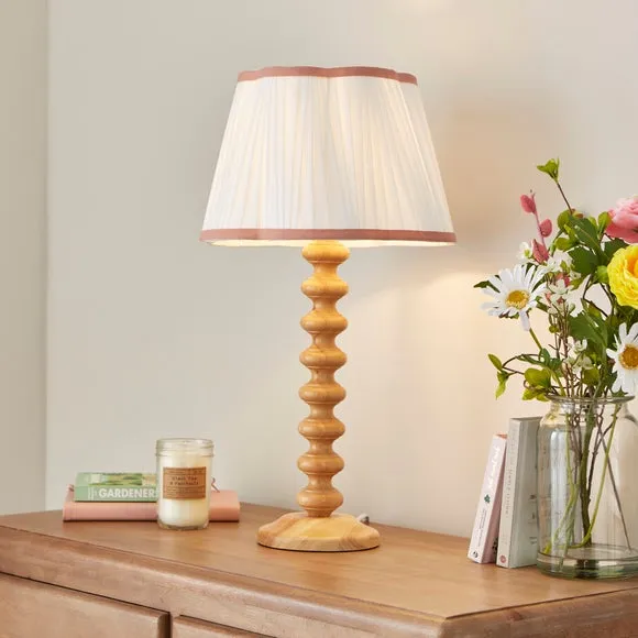 Pleated Lamp Shade with Fan Design - Pink