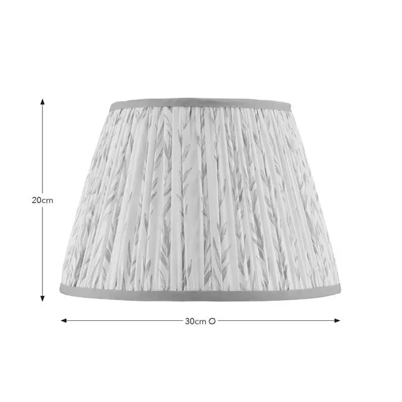 Pleated Lamp Shade with Fern Print - Green, Fabric
