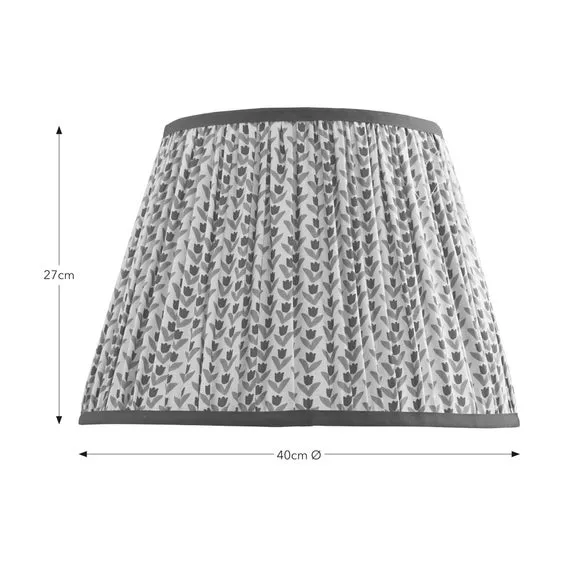 Pleated Lamp Shade with Floral Design - Red
