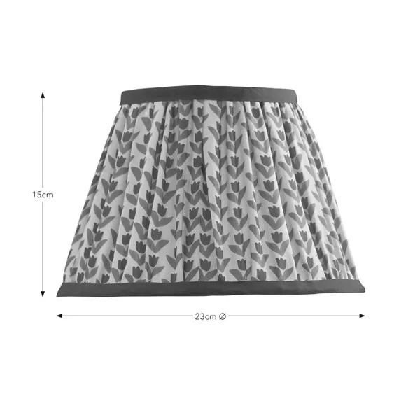 Pleated Lamp Shade with Floral Design - Red