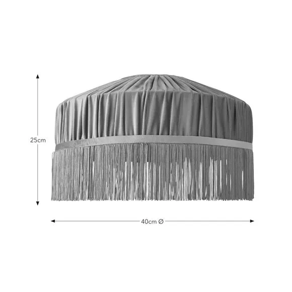 Pleated Lamp Shade with Fringing - Fuschia, Velvet