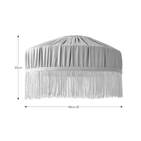 Pleated Lamp Shade with Fringing - Natural, Velvet