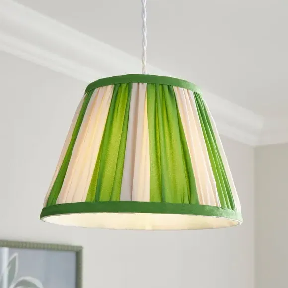 Pleated Lamp Shade with Stripes - Green image