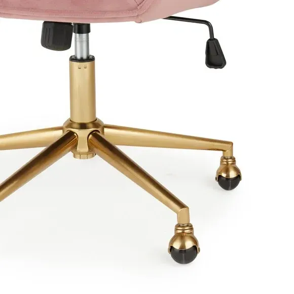 Pleated Office Chair with Armrests - Rose, Velvet