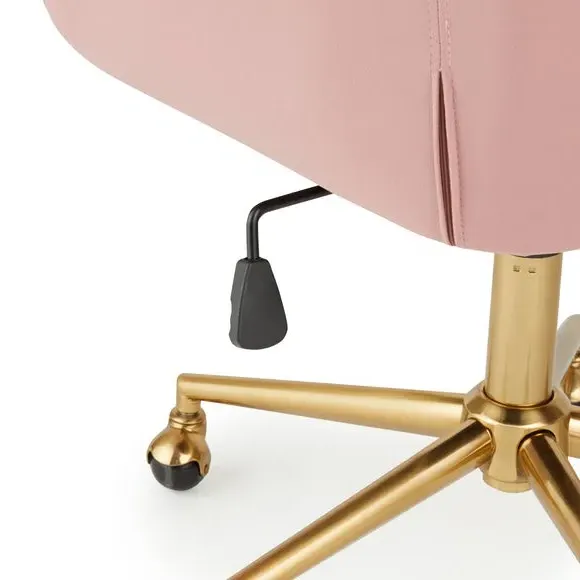 Pleated Office Chair with Armrests - Rose, Velvet