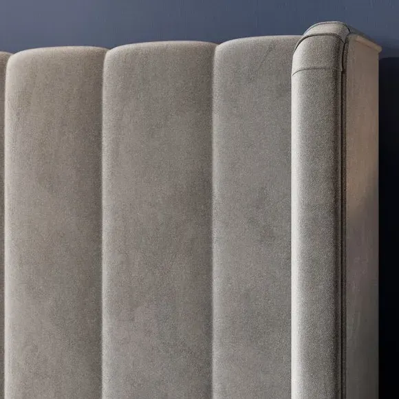 Pleated Ottoman Bed Frame with Storage - Grey, Velvet