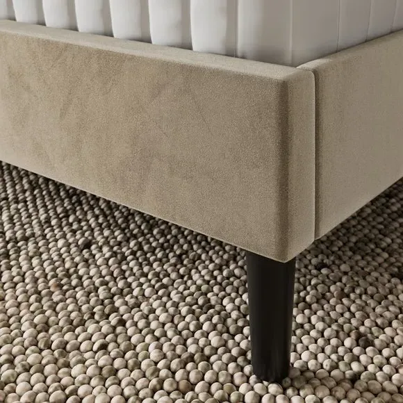 Pleated Ottoman Bed Frame with Storage - Natural, Velvet