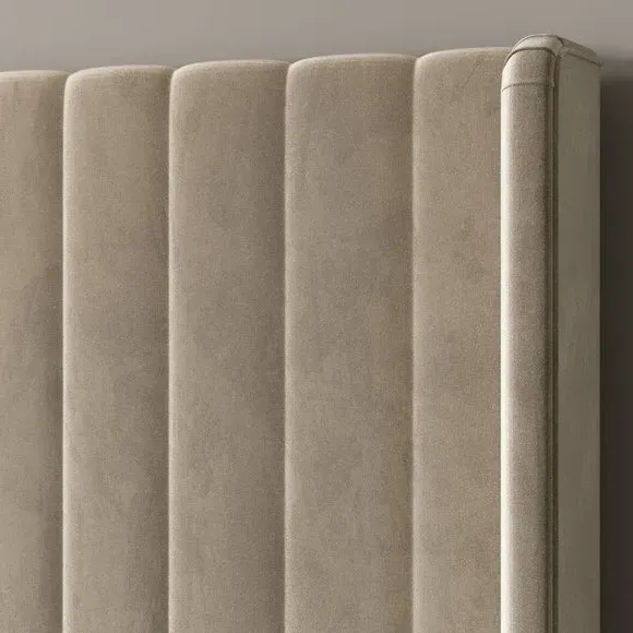 Pleated Ottoman Bed Frame with Storage - Natural, Velvet